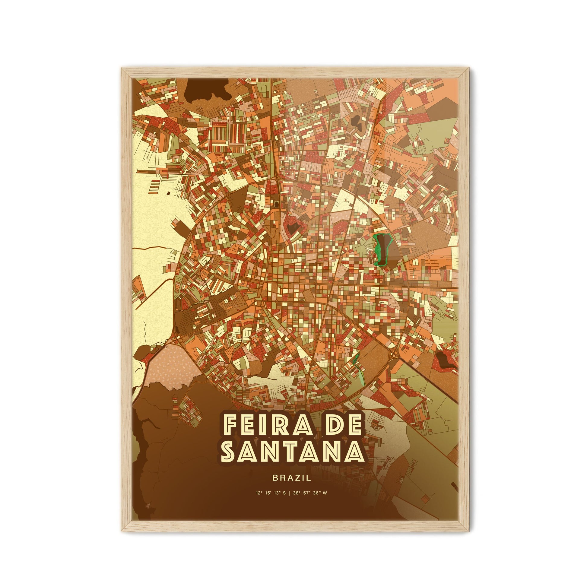 Colorful FEIRA DE SANTANA BRAZIL Fine Art Map Farmhouse