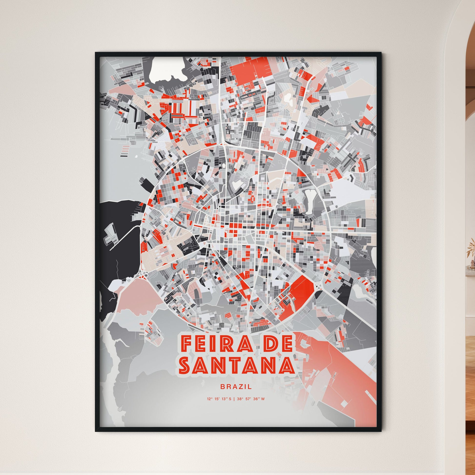 Colorful FEIRA DE SANTANA BRAZIL Fine Art Map Modern