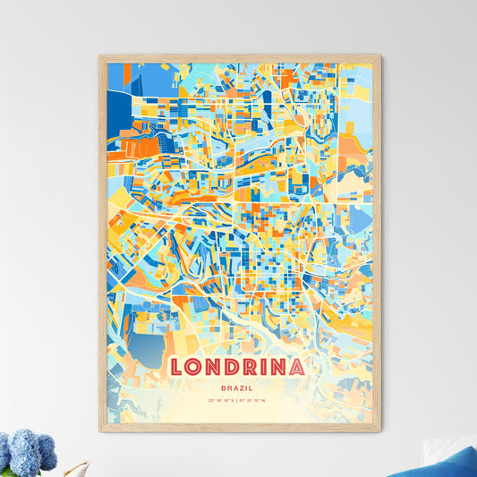 Colorful LONDRINA BRAZIL Fine Art Map Blue Orange