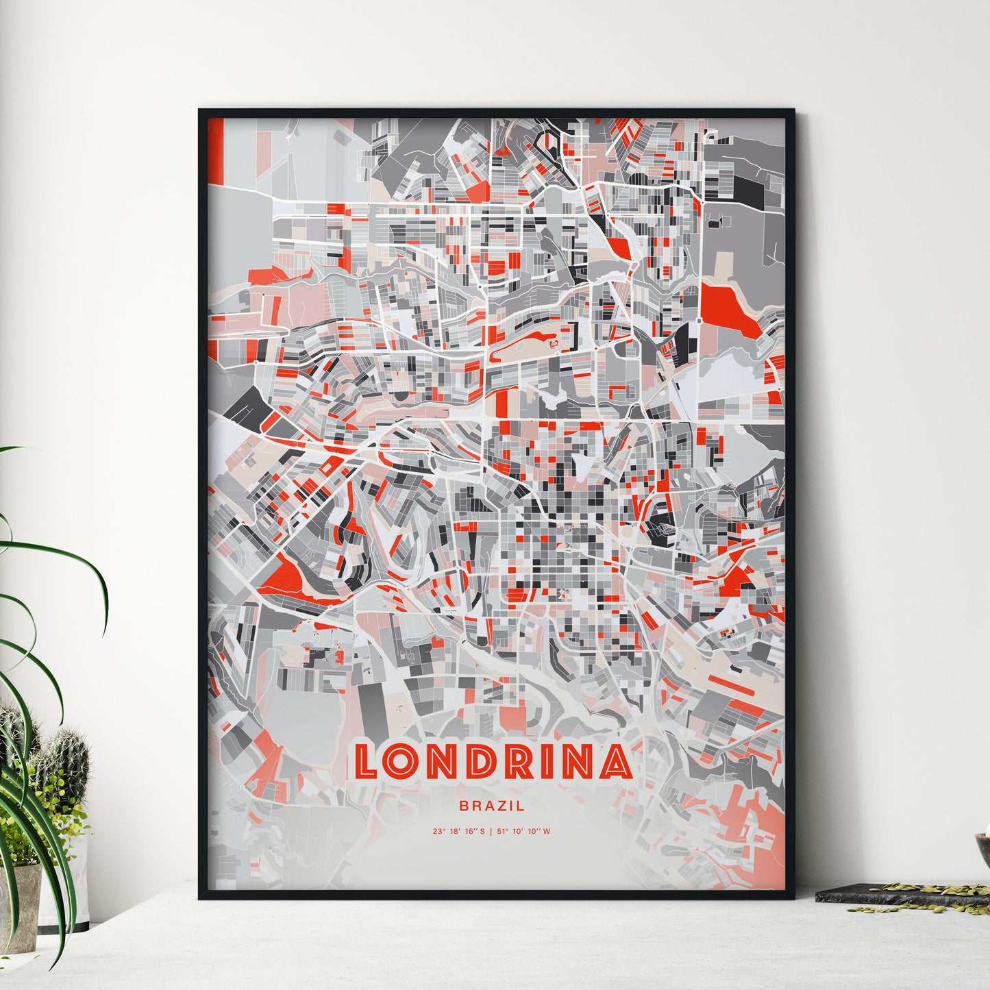 Colorful LONDRINA BRAZIL Fine Art Map Modern