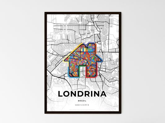Londrina Brazil wedding art map with home icon