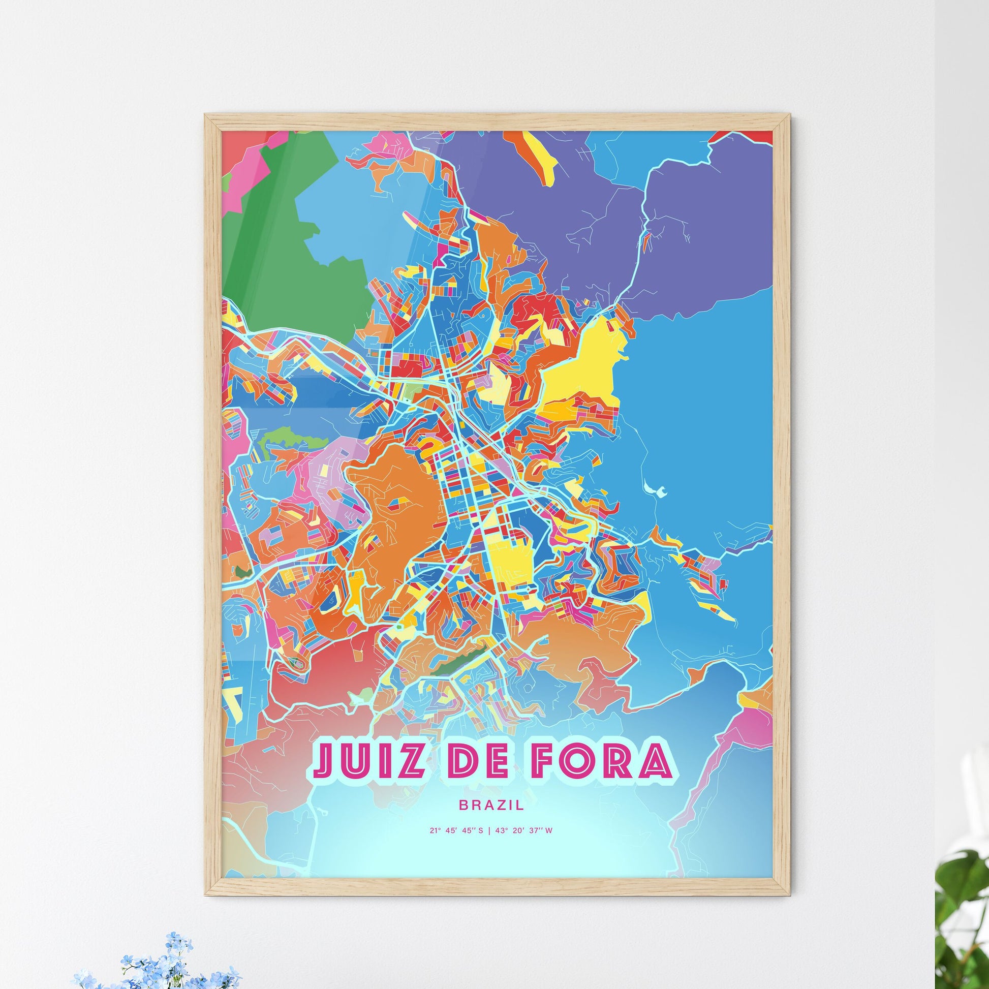 Colorful JUIZ DE FORA BRAZIL Fine Art Map Crazy Colors