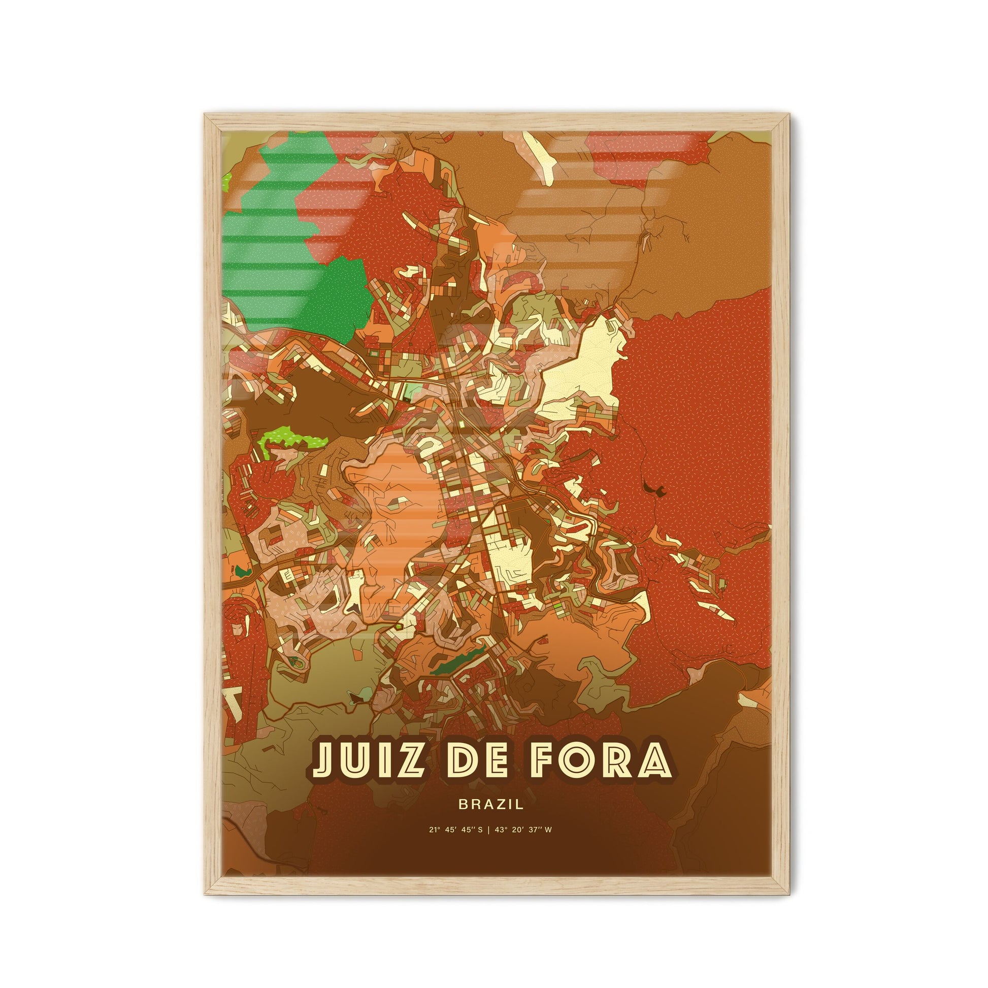 Colorful JUIZ DE FORA BRAZIL Fine Art Map Farmhouse