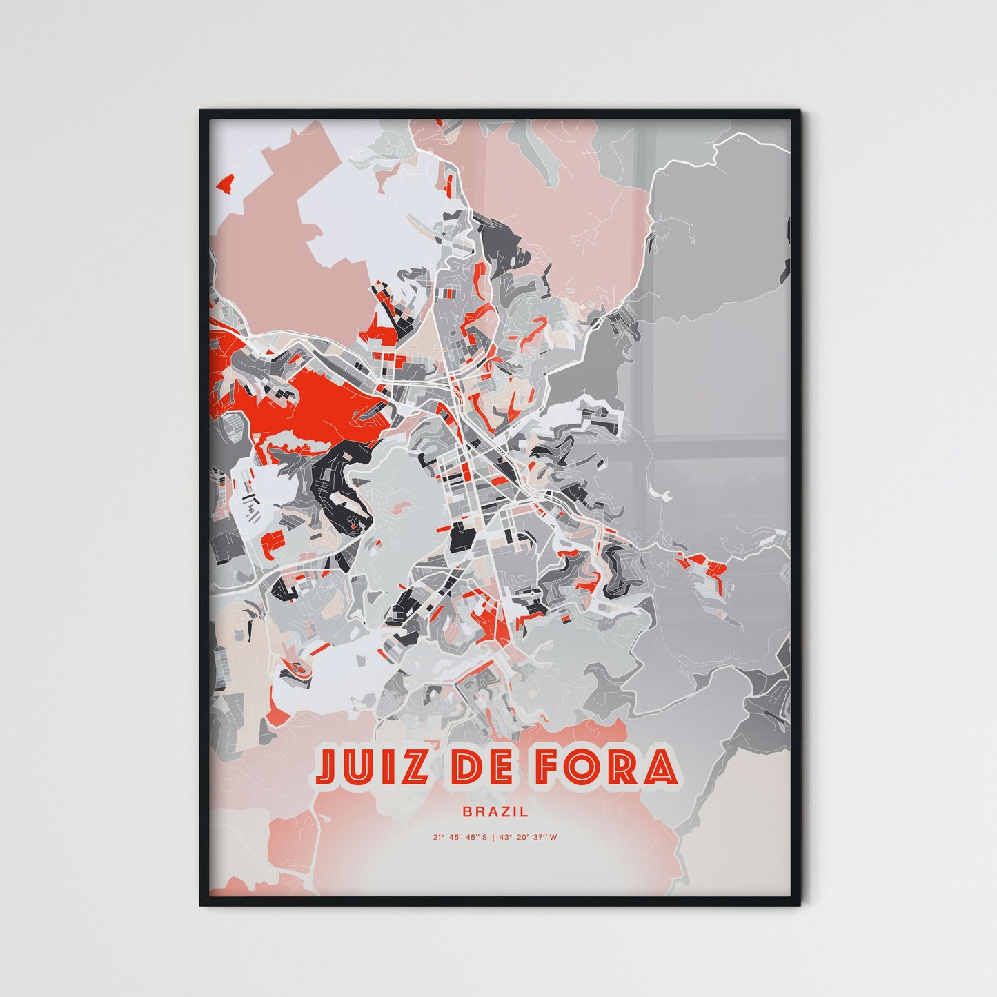 Colorful JUIZ DE FORA BRAZIL Fine Art Map Modern