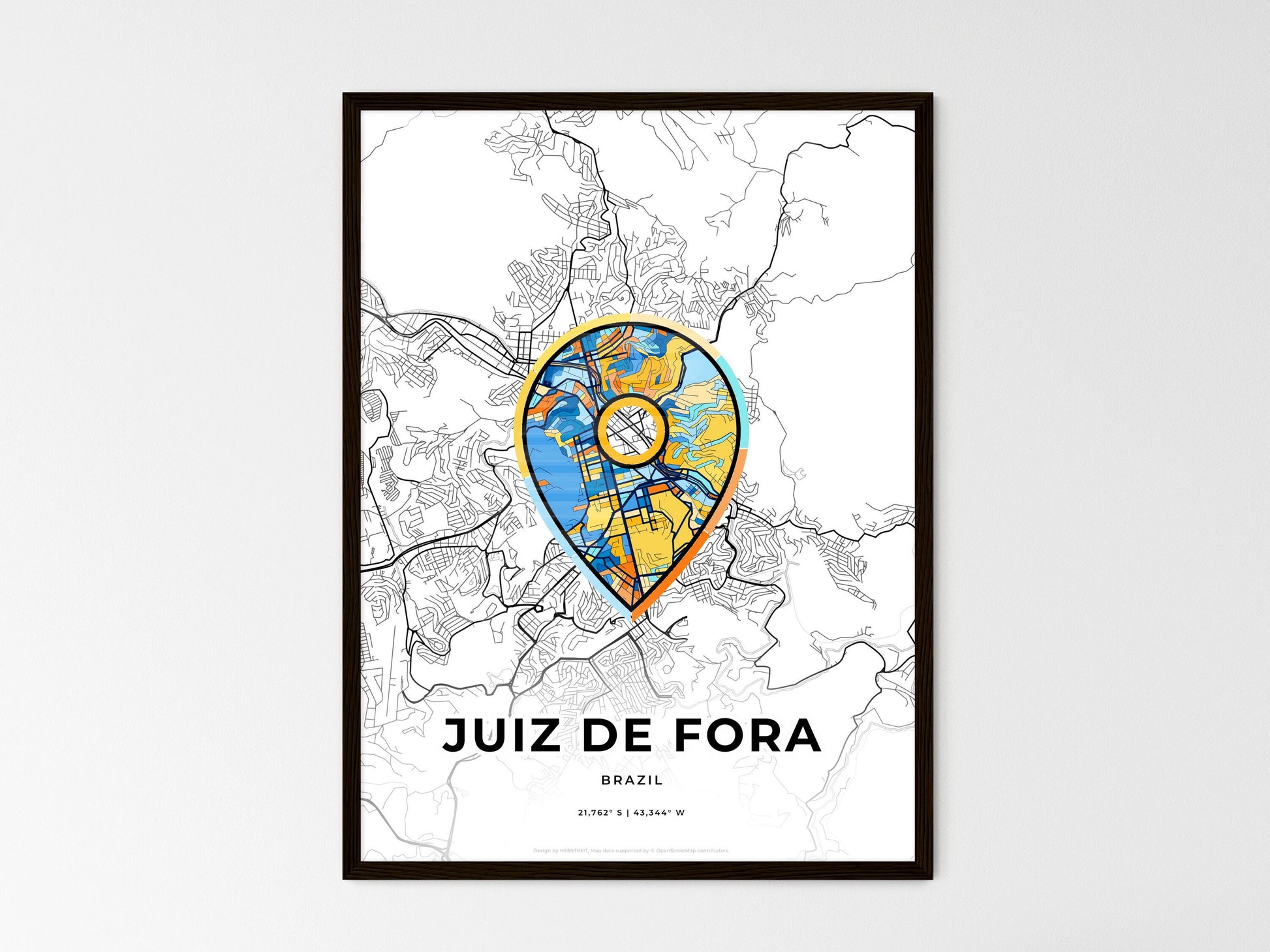 Juiz De Fora Brazil wedding art map with pointer icon