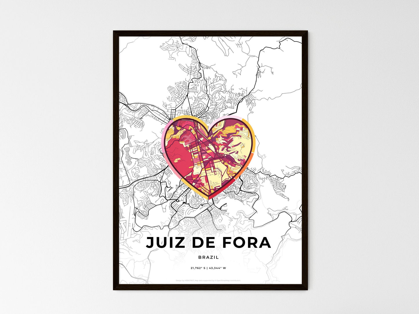 Juiz De Fora Brazil wedding art map with heart icon