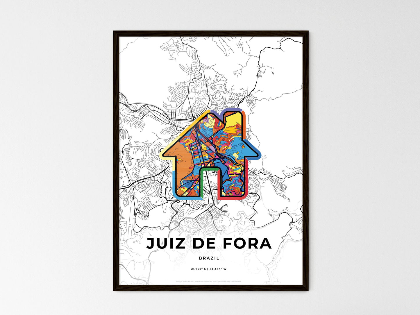 Juiz De Fora Brazil wedding art map with home icon