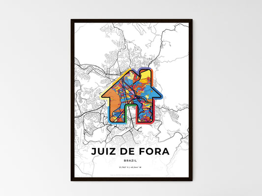 Juiz De Fora Brazil wedding art map with home icon