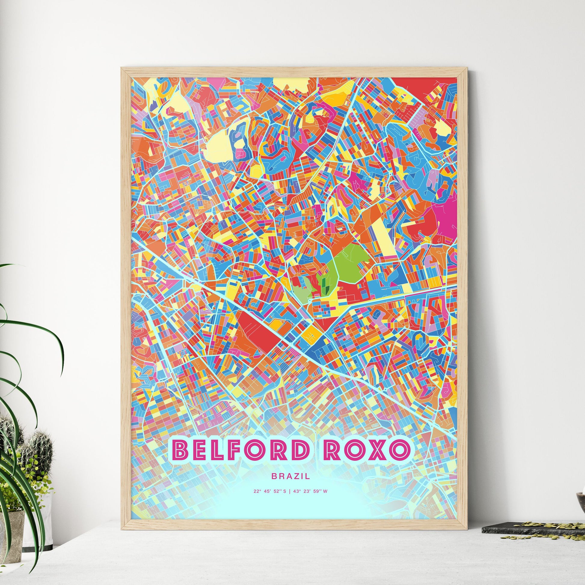 Colorful BELFORD ROXO BRAZIL Fine Art Map Crazy Colors