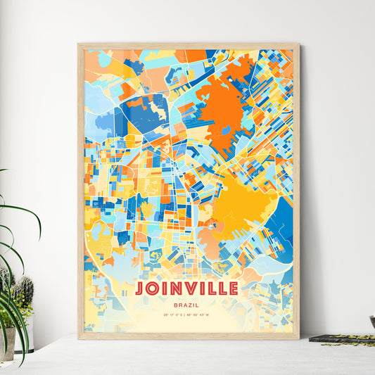 Colorful JOINVILLE BRAZIL Fine Art Map Blue Orange