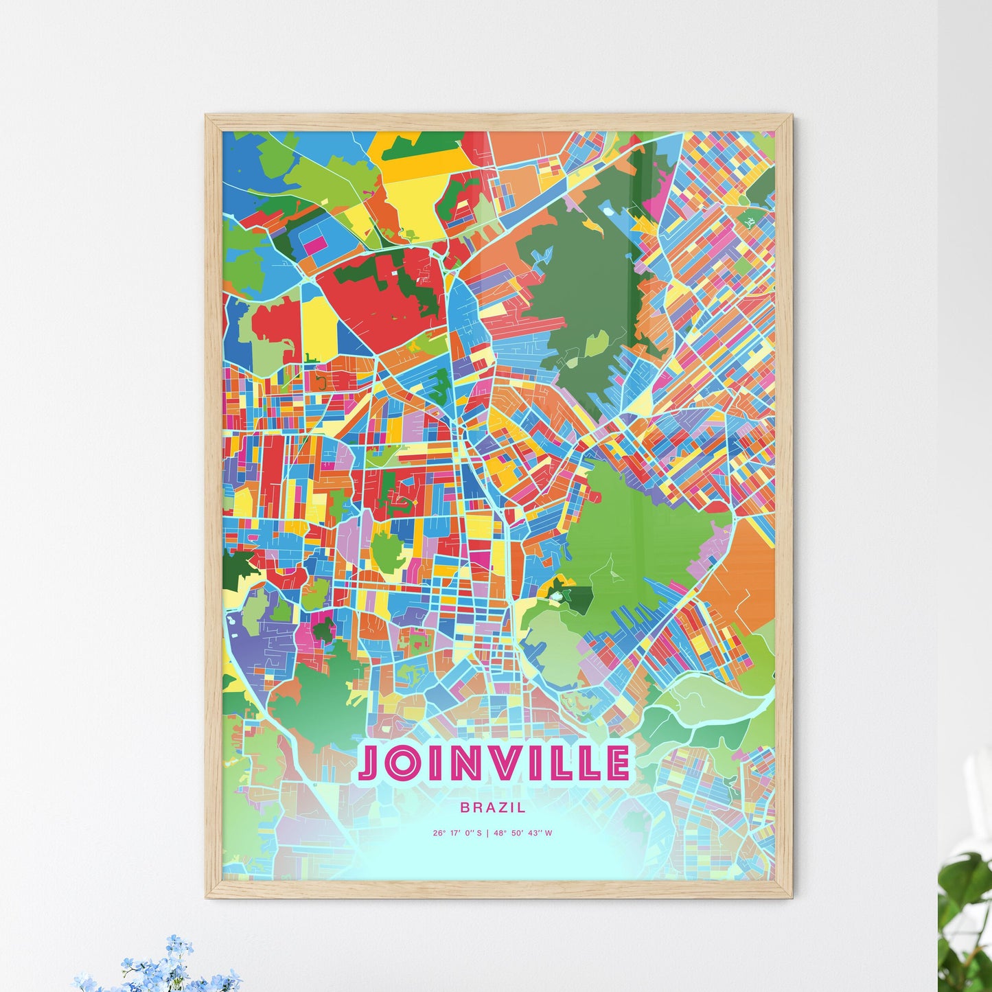 Colorful JOINVILLE BRAZIL Fine Art Map Crazy Colors