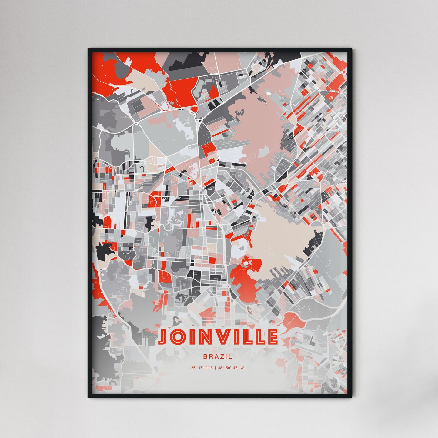 Colorful JOINVILLE BRAZIL Fine Art Map Modern