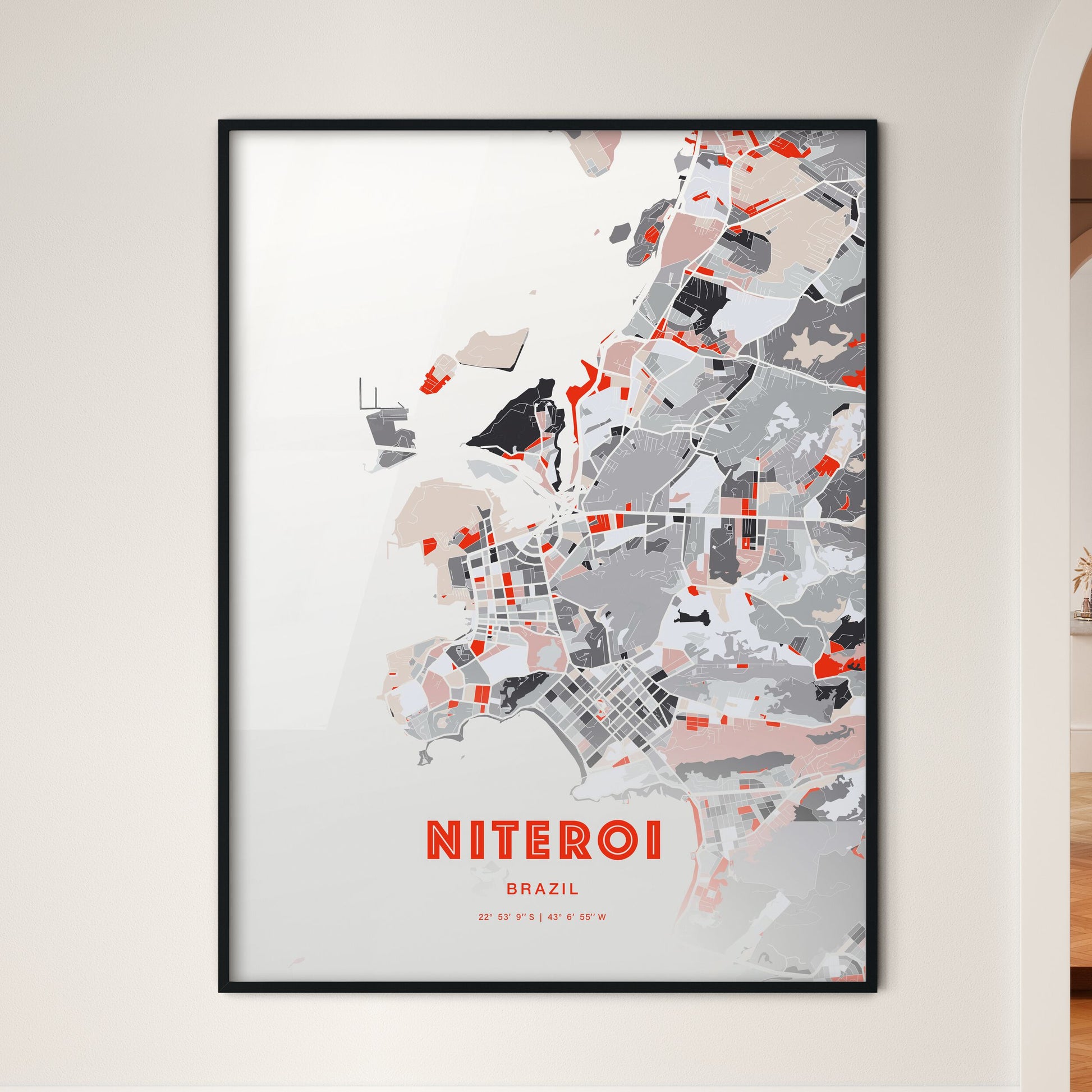 Colorful NITEROI BRAZIL Fine Art Map Modern