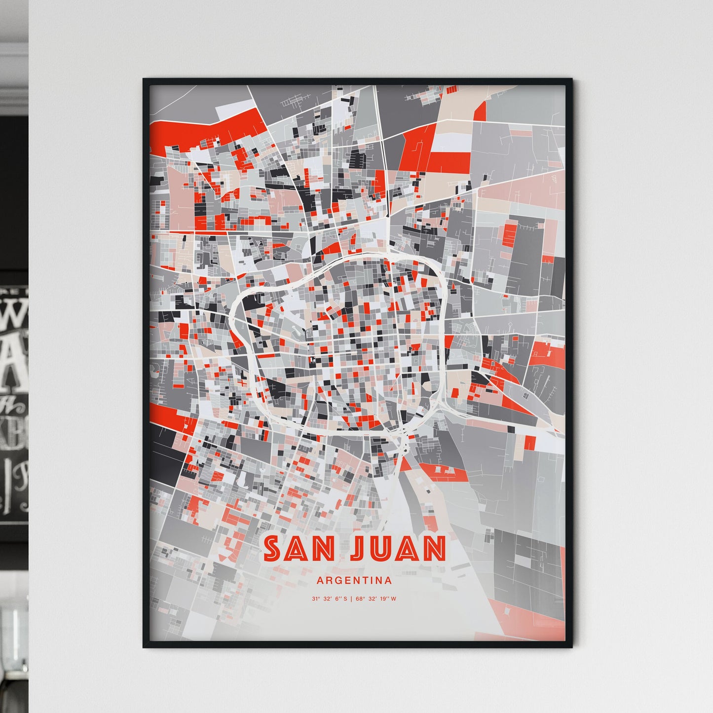 Colorful SAN JUAN ARGENTINA Fine Art Map Modern