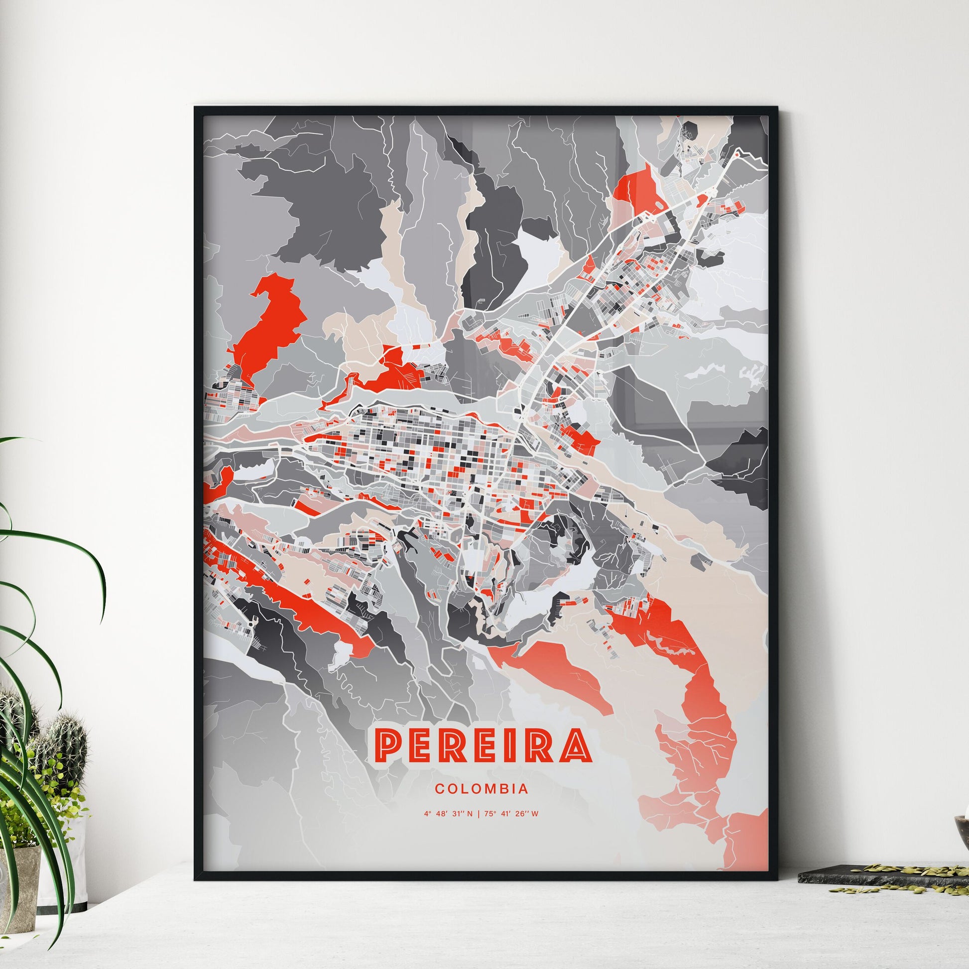 Colorful PEREIRA COLOMBIA Fine Art Map Modern