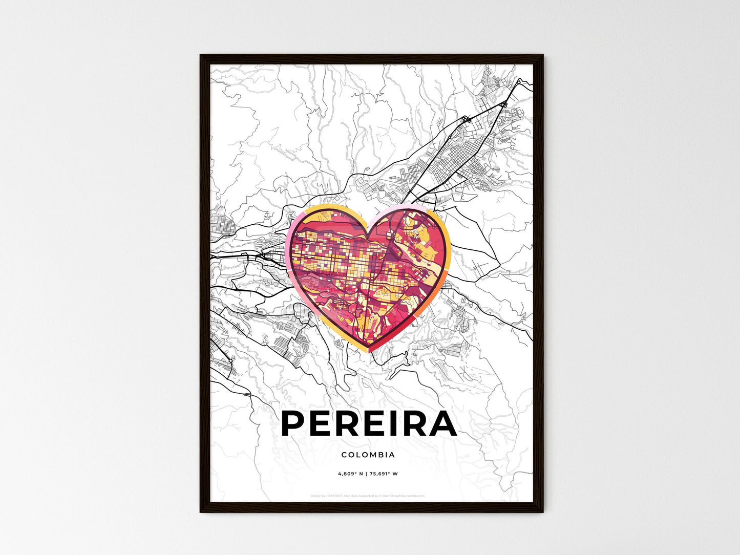 Pereira Colombia wedding art map with heart icon