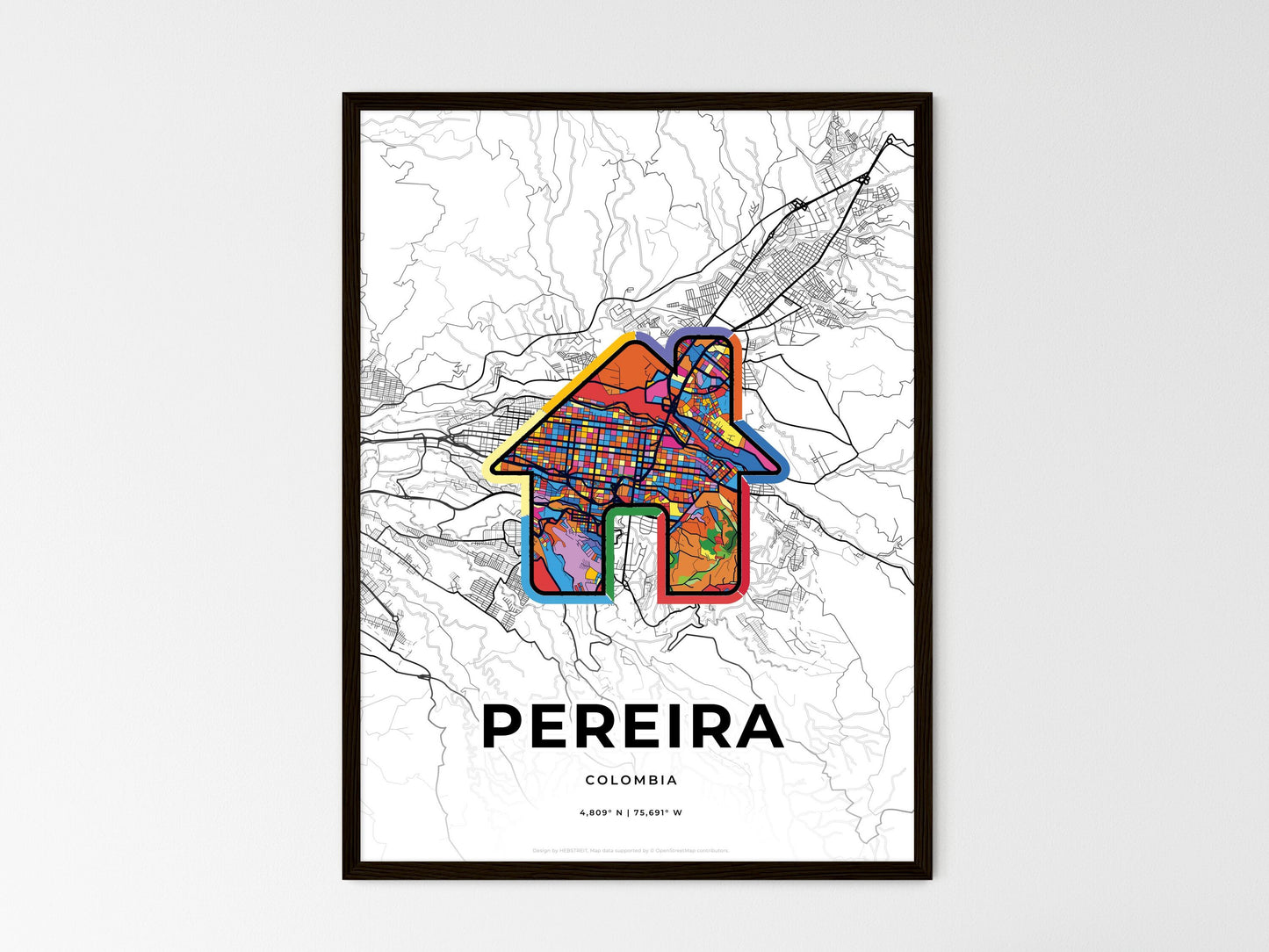 Pereira Colombia wedding art map with home icon