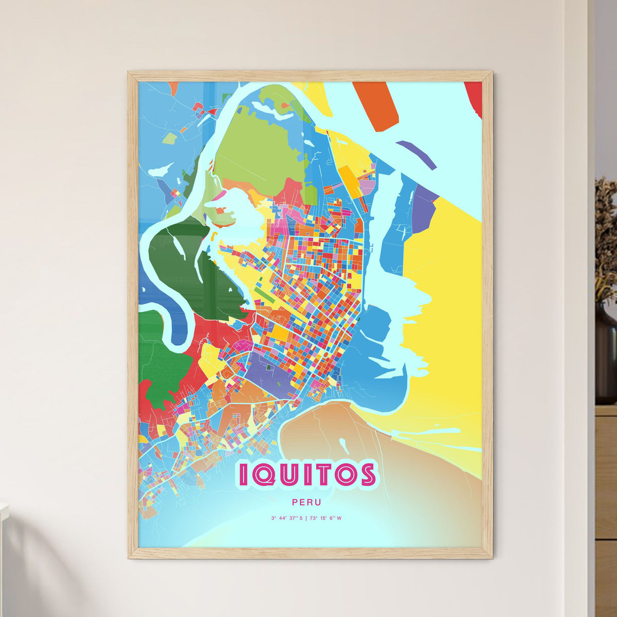 Colorful IQUITOS PERU Fine Art Map Crazy Colors