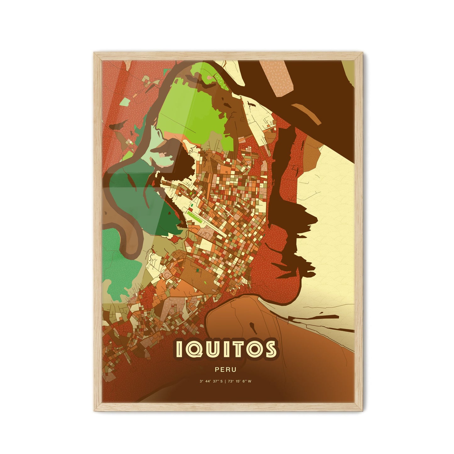 Colorful IQUITOS PERU Fine Art Map Farmhouse