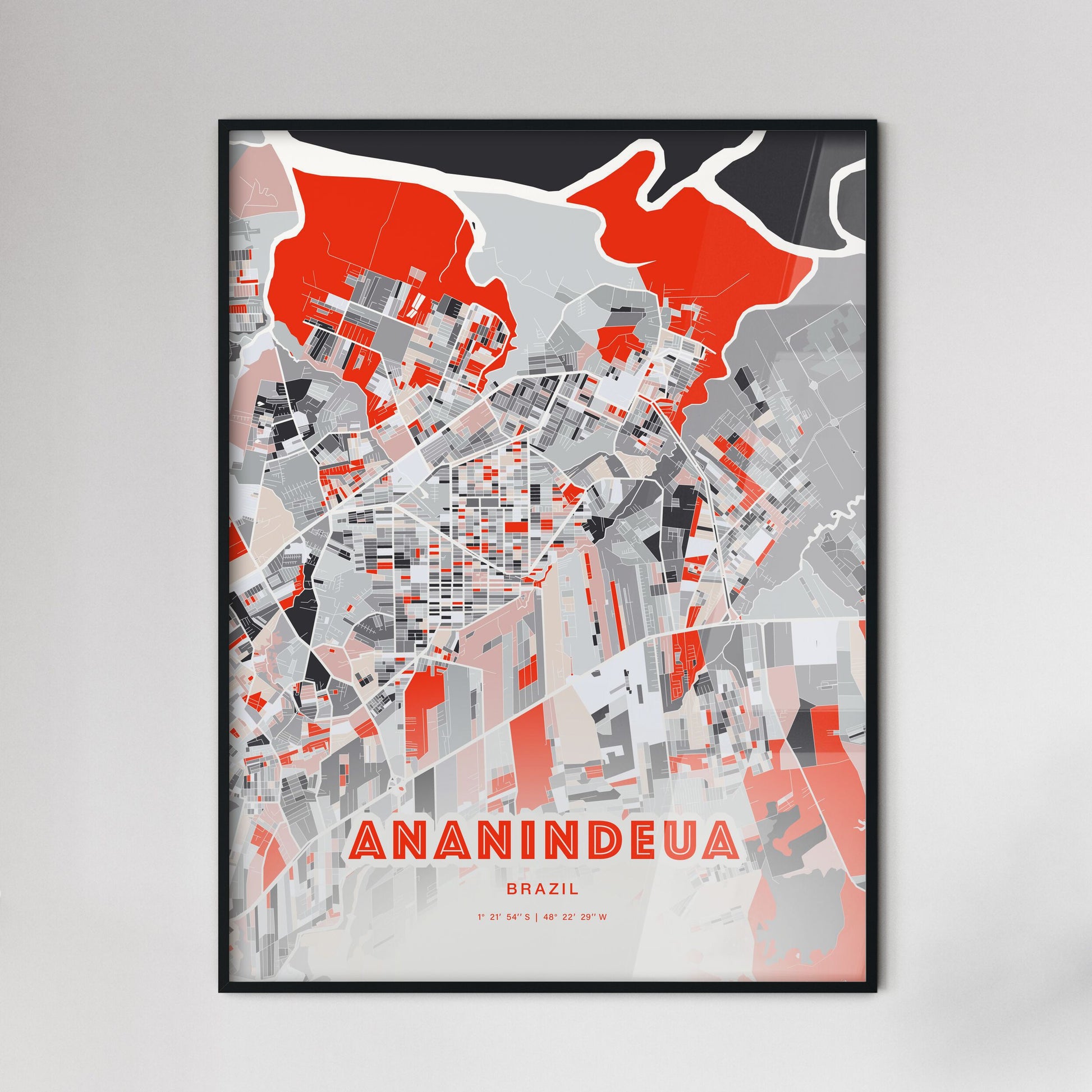 Colorful ANANINDEUA BRAZIL Fine Art Map Modern