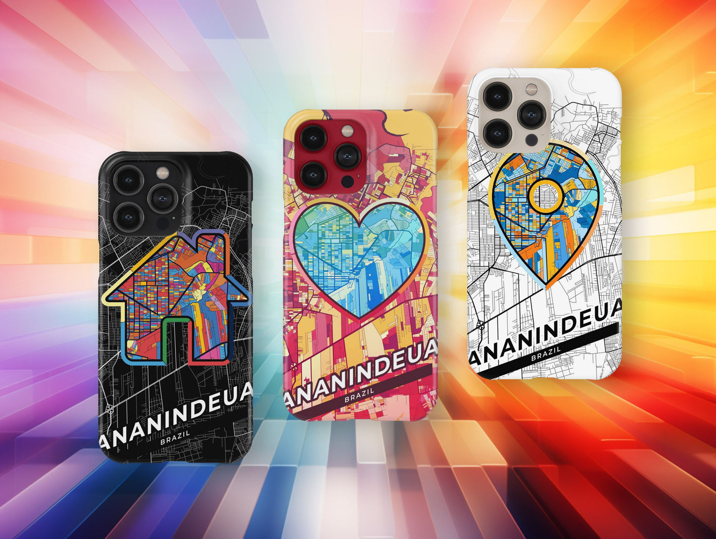 Ananindeua Brazil slim phone case with colorful icon. Birthday, wedding or housewarming gift. Couple match cases.