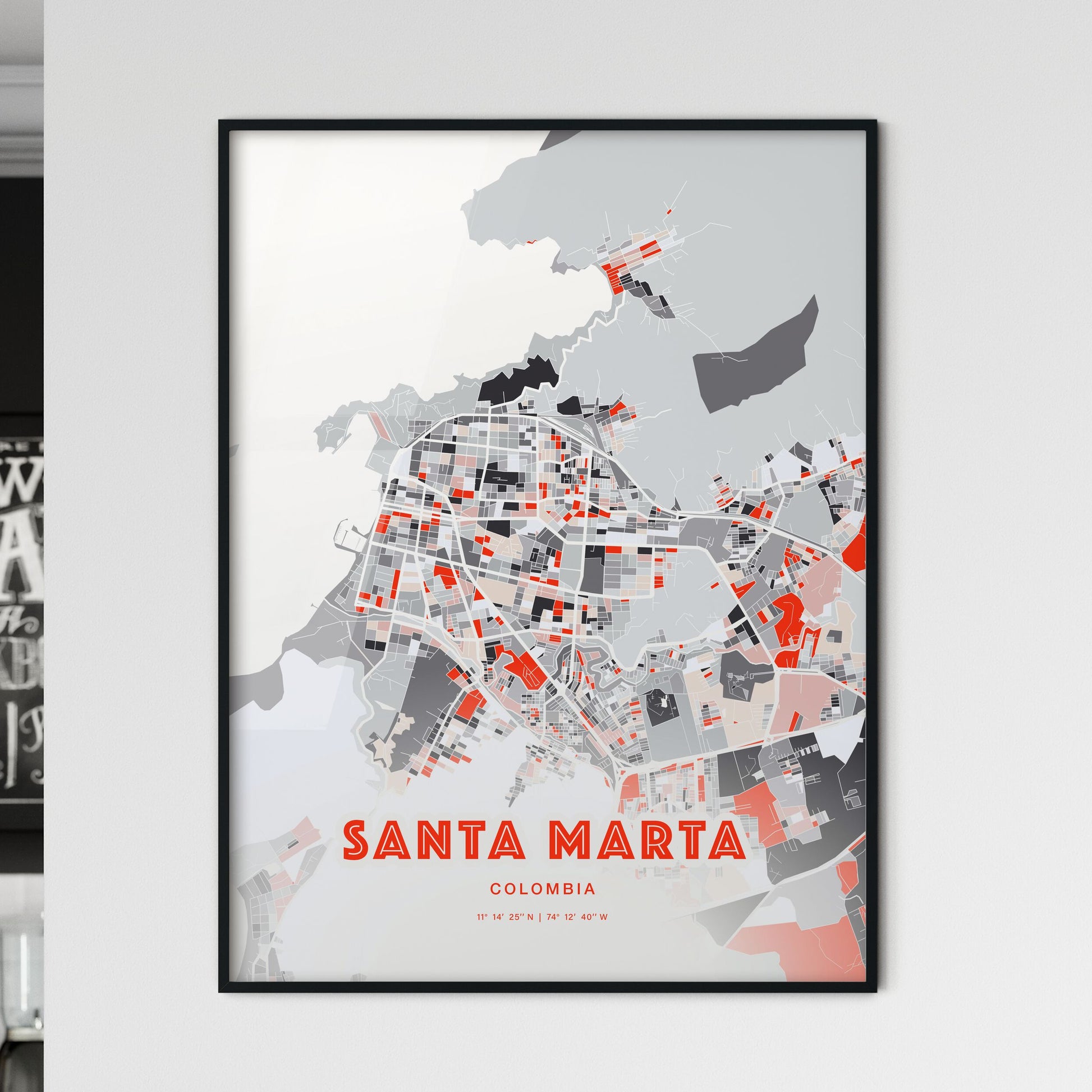 Colorful SANTA MARTA COLOMBIA Fine Art Map Modern