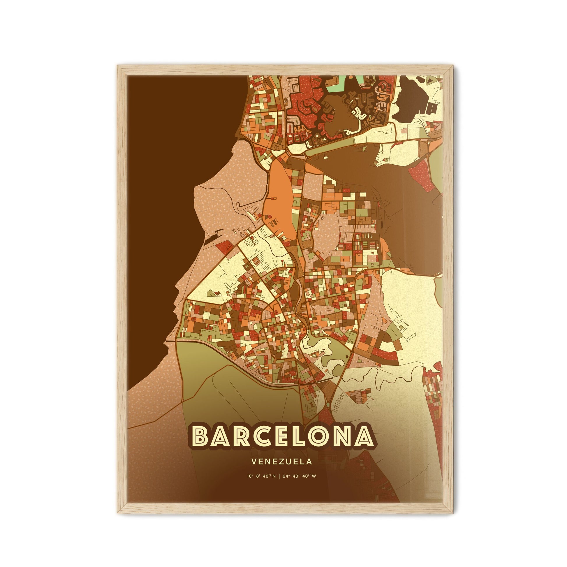 Colorful BARCELONA VENEZUELA Fine Art Map Farmhouse