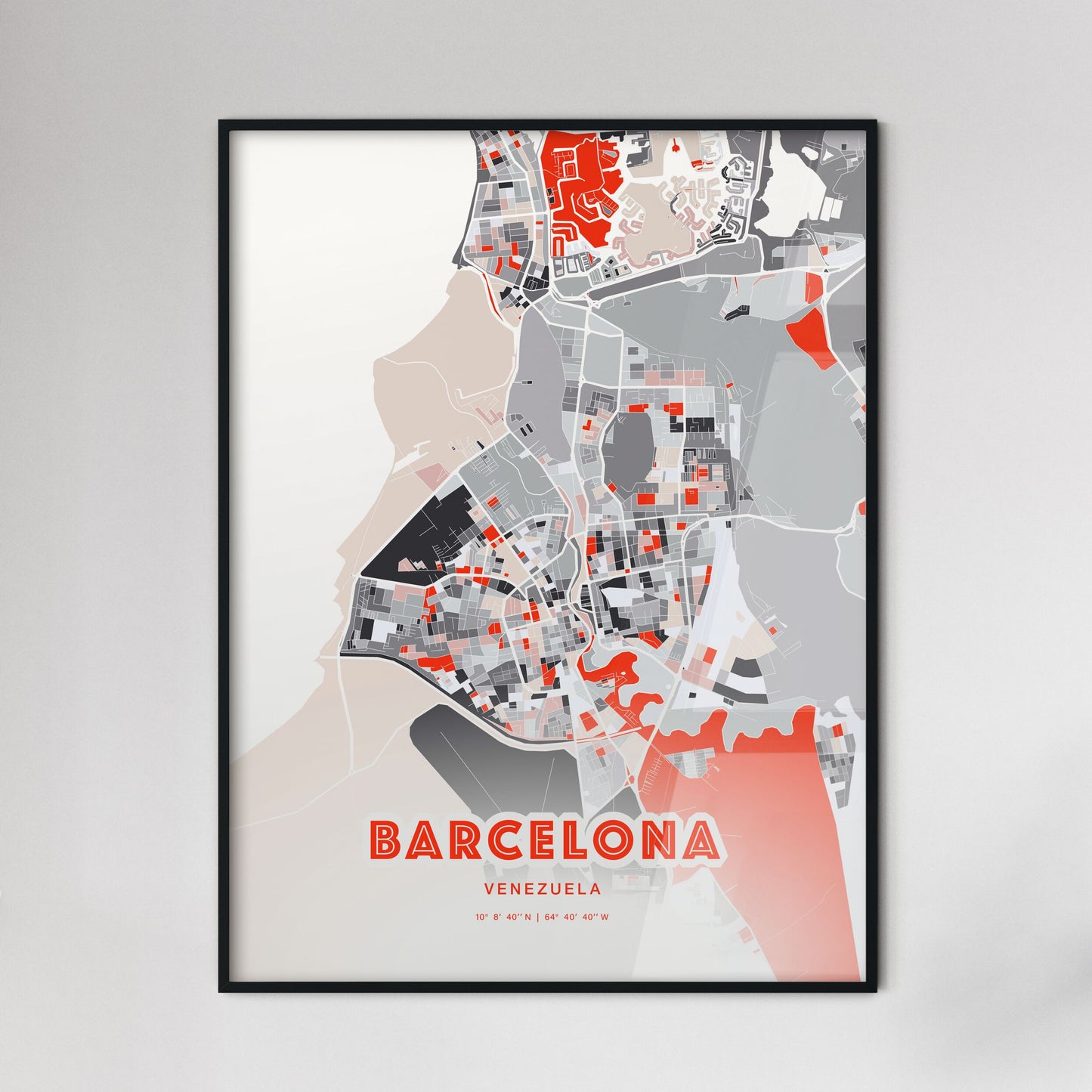 Colorful BARCELONA VENEZUELA Fine Art Map Modern