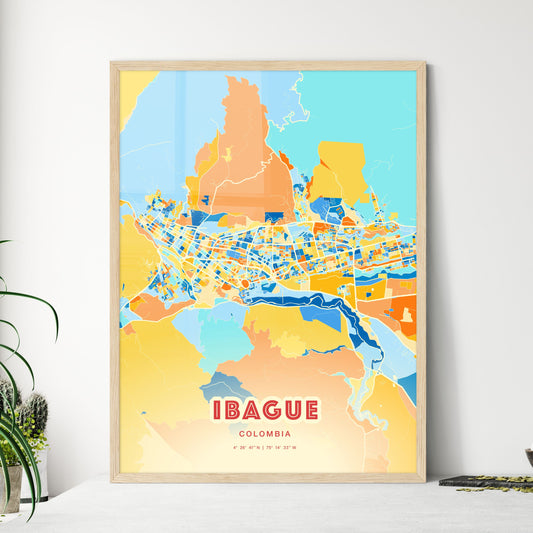 Colorful IBAGUE COLOMBIA Fine Art Map Blue Orange