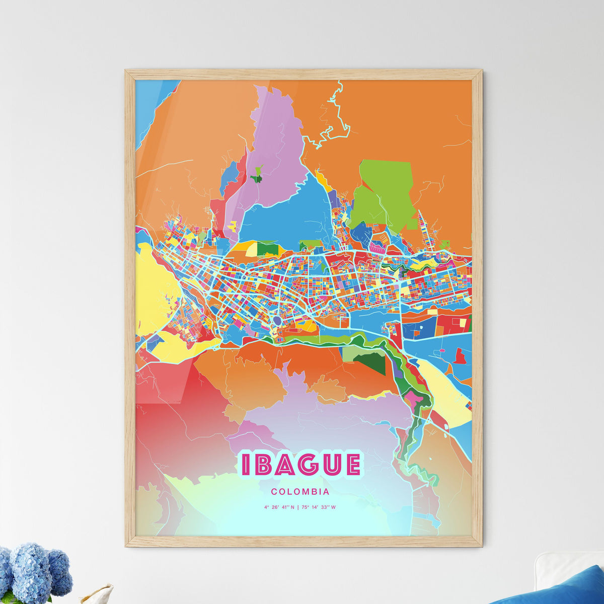 Colorful IBAGUE COLOMBIA Fine Art Map Crazy Colors