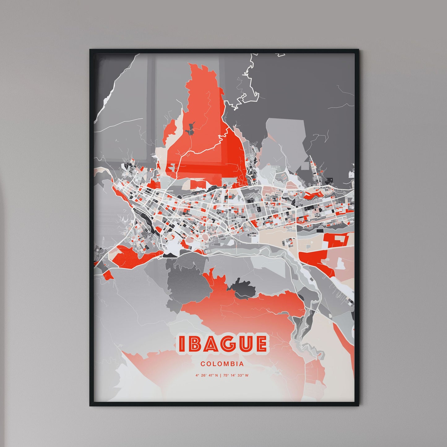 Colorful IBAGUE COLOMBIA Fine Art Map Modern