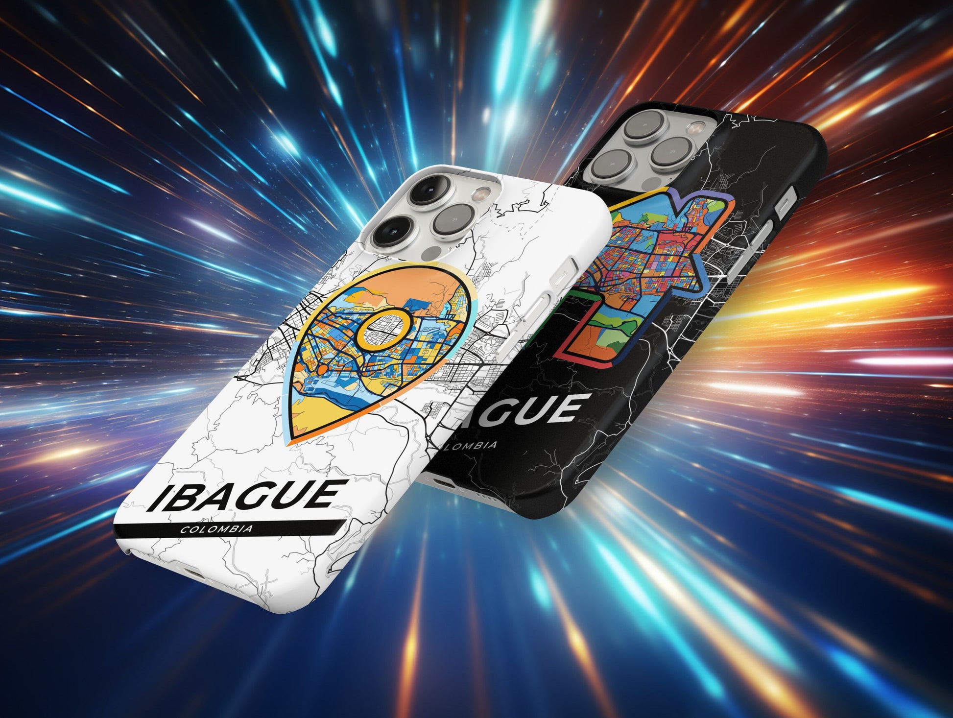 Ibague Colombia slim phone case with colorful icon. Birthday, wedding or housewarming gift. Couple match cases.