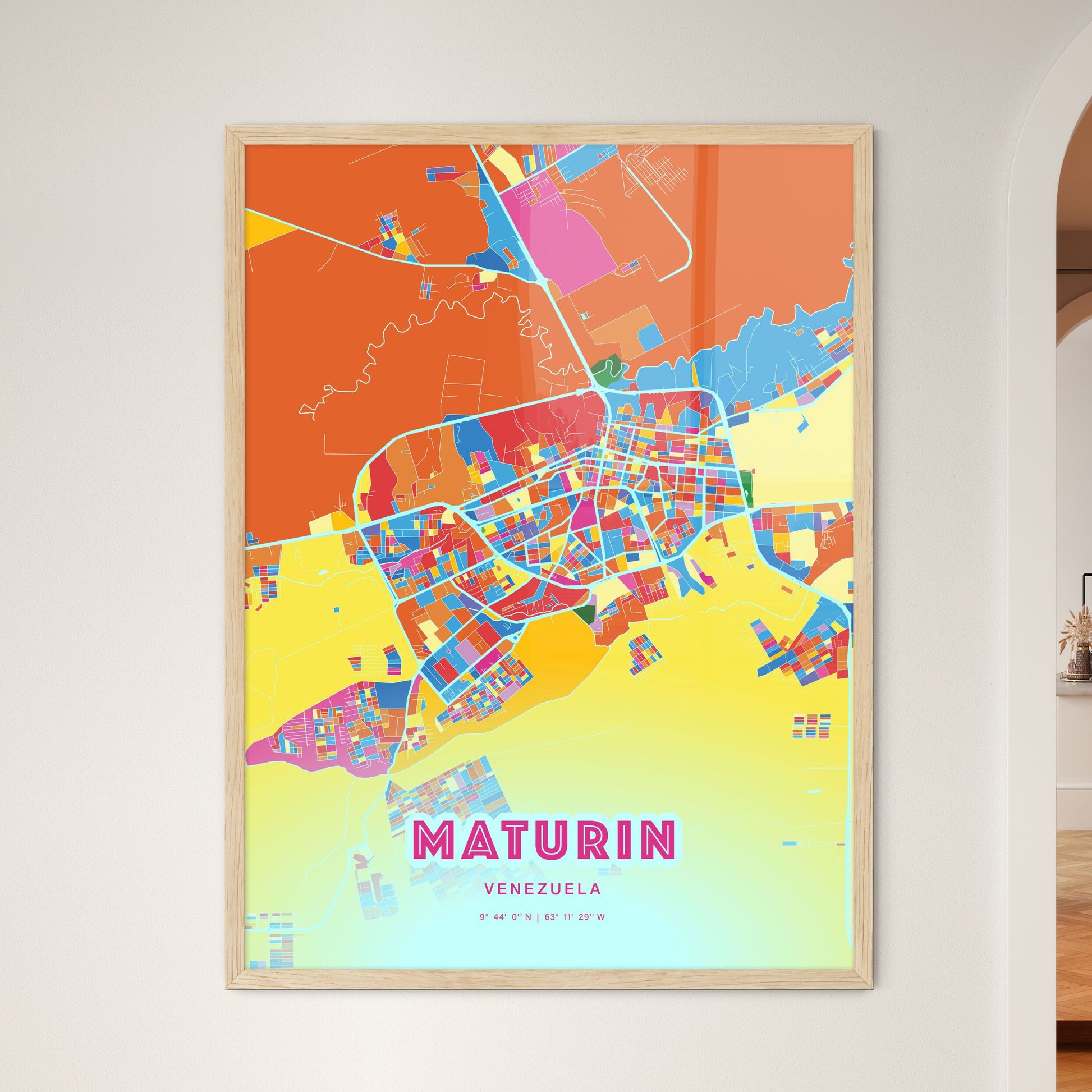 Colorful MATURIN VENEZUELA Fine Art Map Crazy Colors