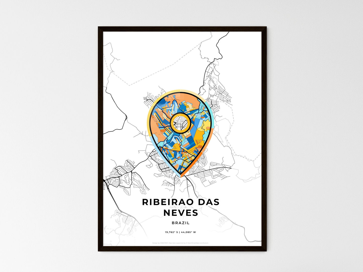 Ribeirao Das Neves Brazil wedding art map with pointer icon