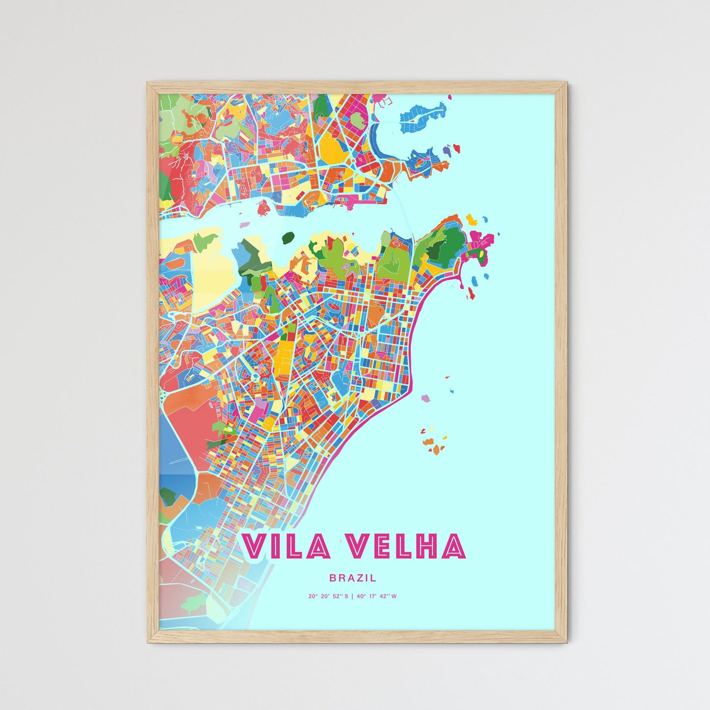 Colorful VILA VELHA BRAZIL Fine Art Map Crazy Colors