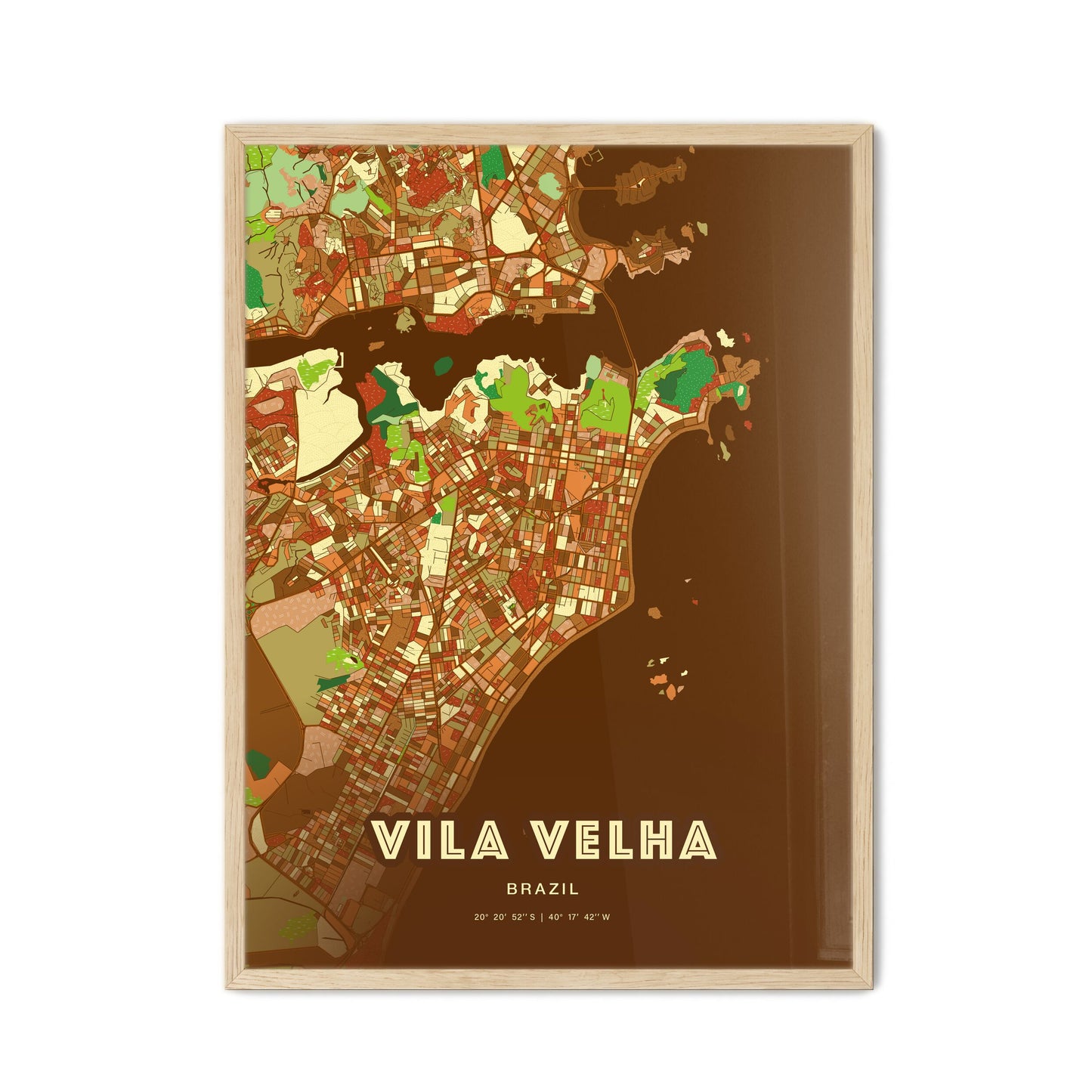 Colorful VILA VELHA BRAZIL Fine Art Map Farmhouse