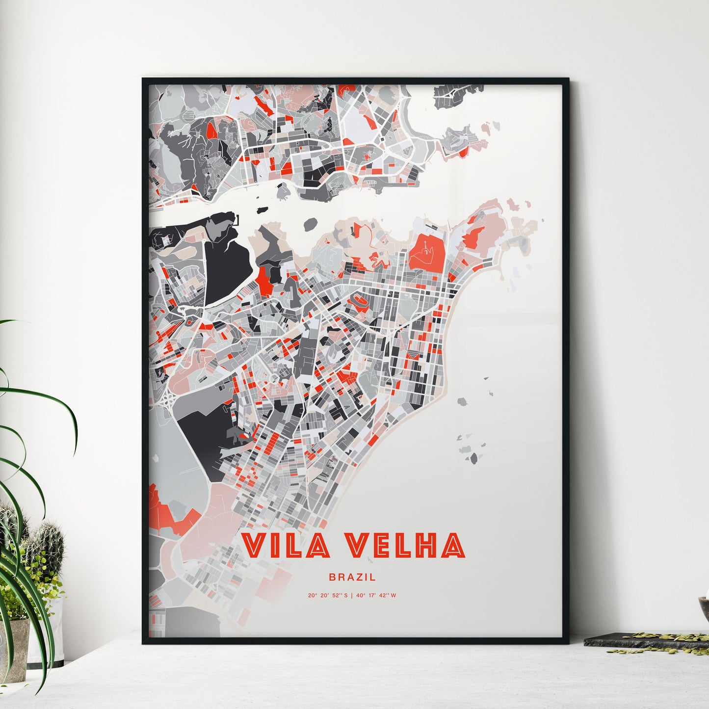 Colorful VILA VELHA BRAZIL Fine Art Map Modern