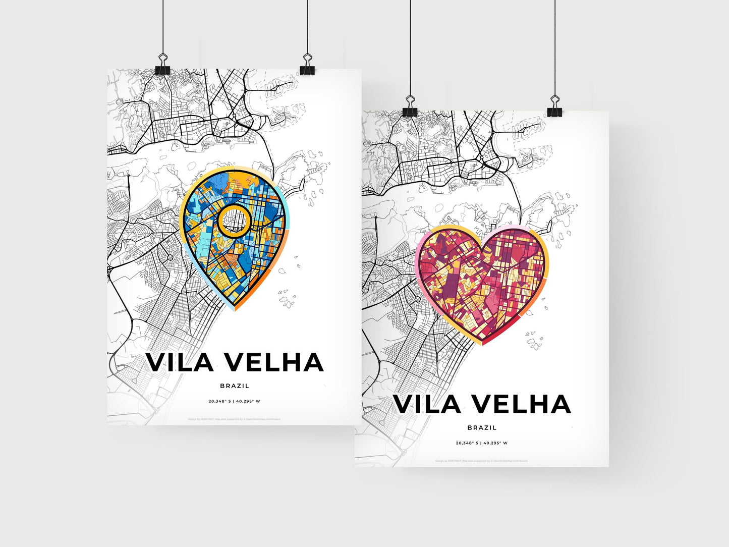 VILA VELHA BRAZIL minimal art map with a colorful icon.