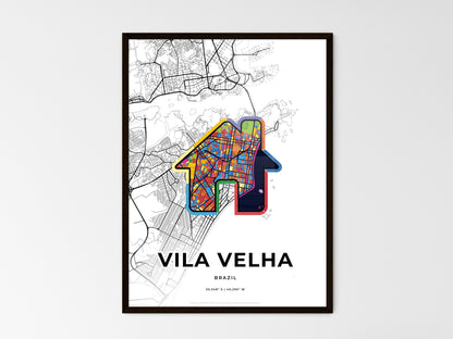 VILA VELHA BRAZIL minimal art map with a colorful icon. Style 3