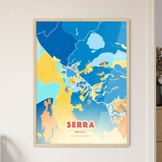 Colorful SERRA BRAZIL Fine Art Map Blue Orange