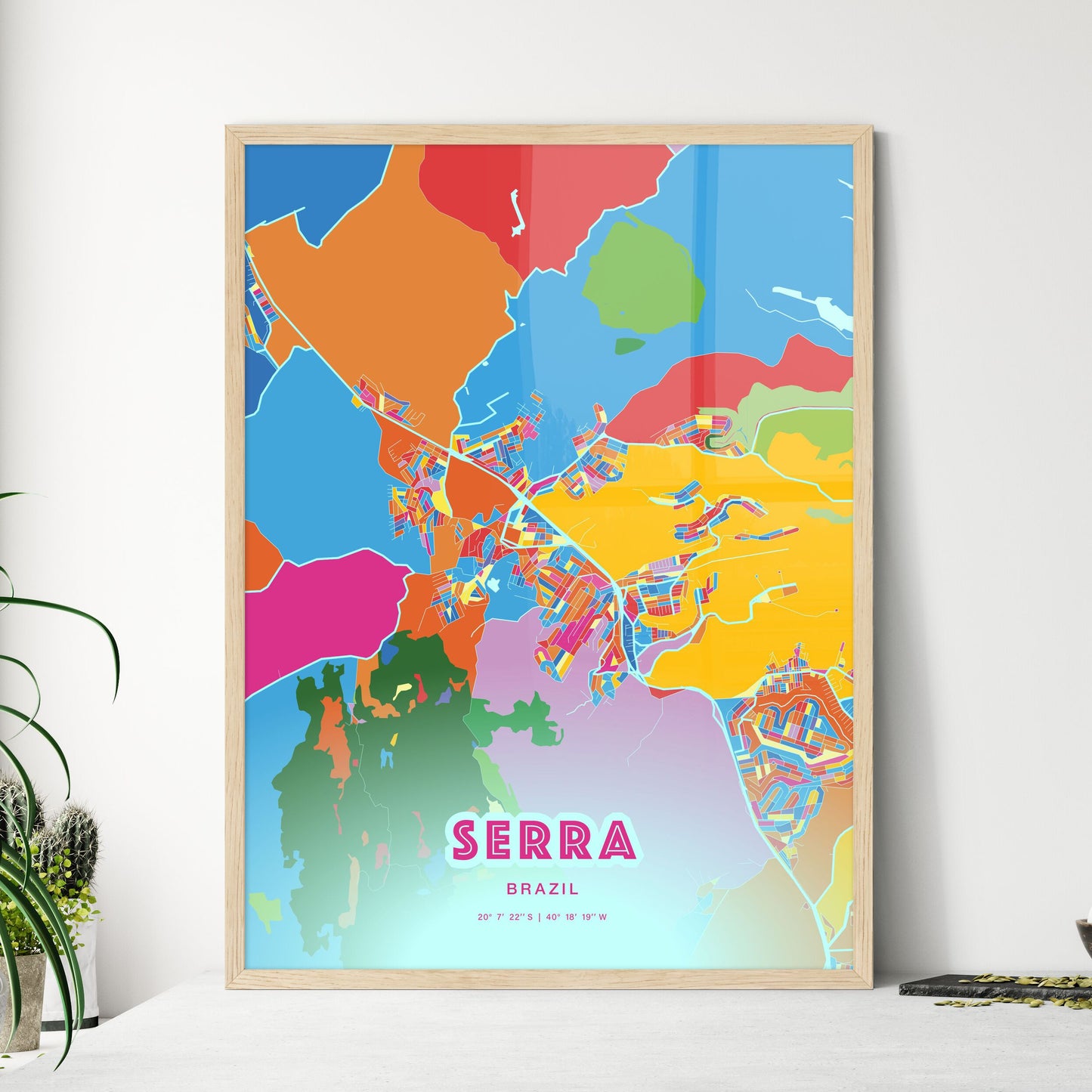 Colorful SERRA BRAZIL Fine Art Map Crazy Colors