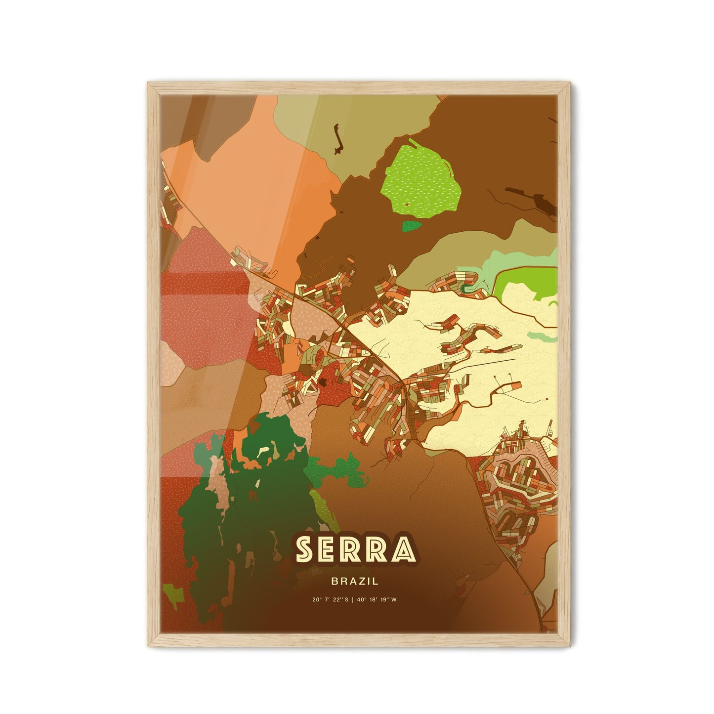 Colorful SERRA BRAZIL Fine Art Map Farmhouse