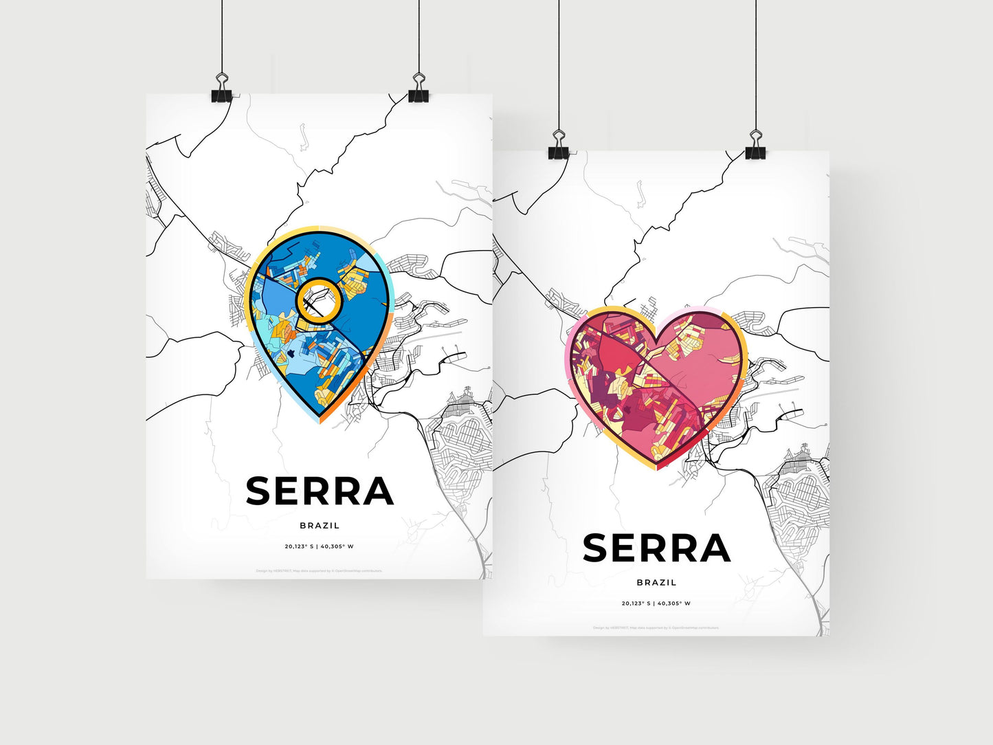 SERRA BRAZIL minimal art map with a colorful icon.