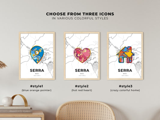Serra Brazil maps with colorful icons