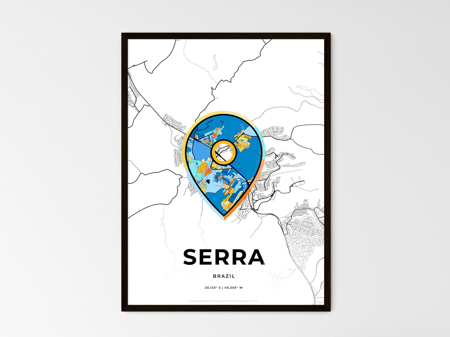 SERRA BRAZIL minimal art map with a colorful icon. Style 1