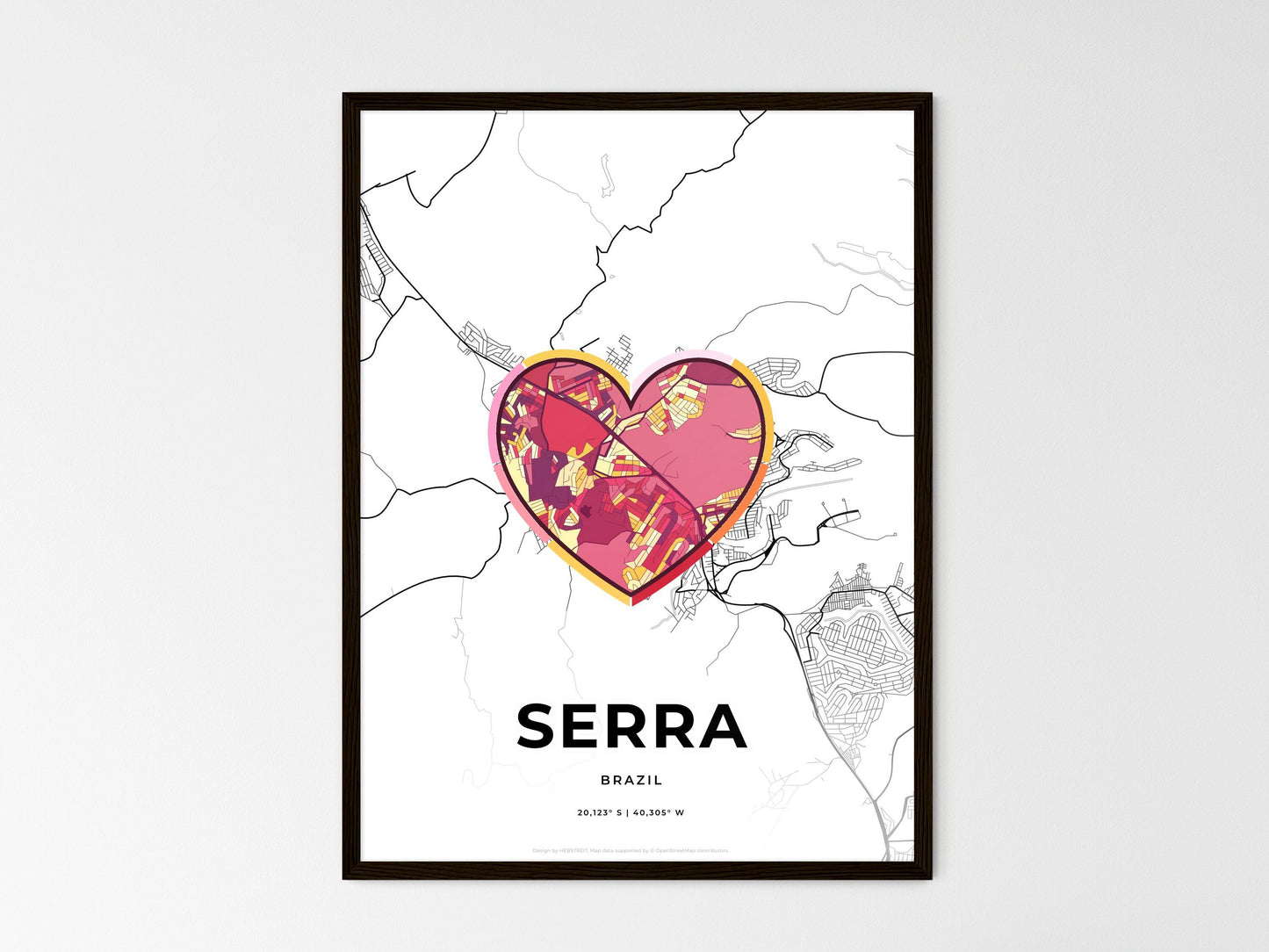 SERRA BRAZIL minimal art map with a colorful icon. Style 2