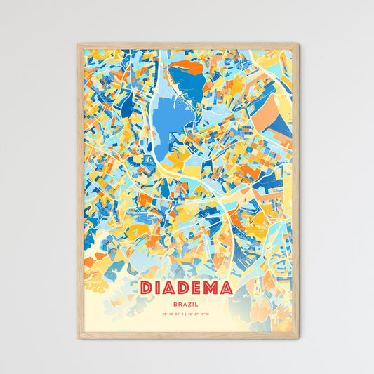 Colorful DIADEMA BRAZIL Fine Art Map Blue Orange