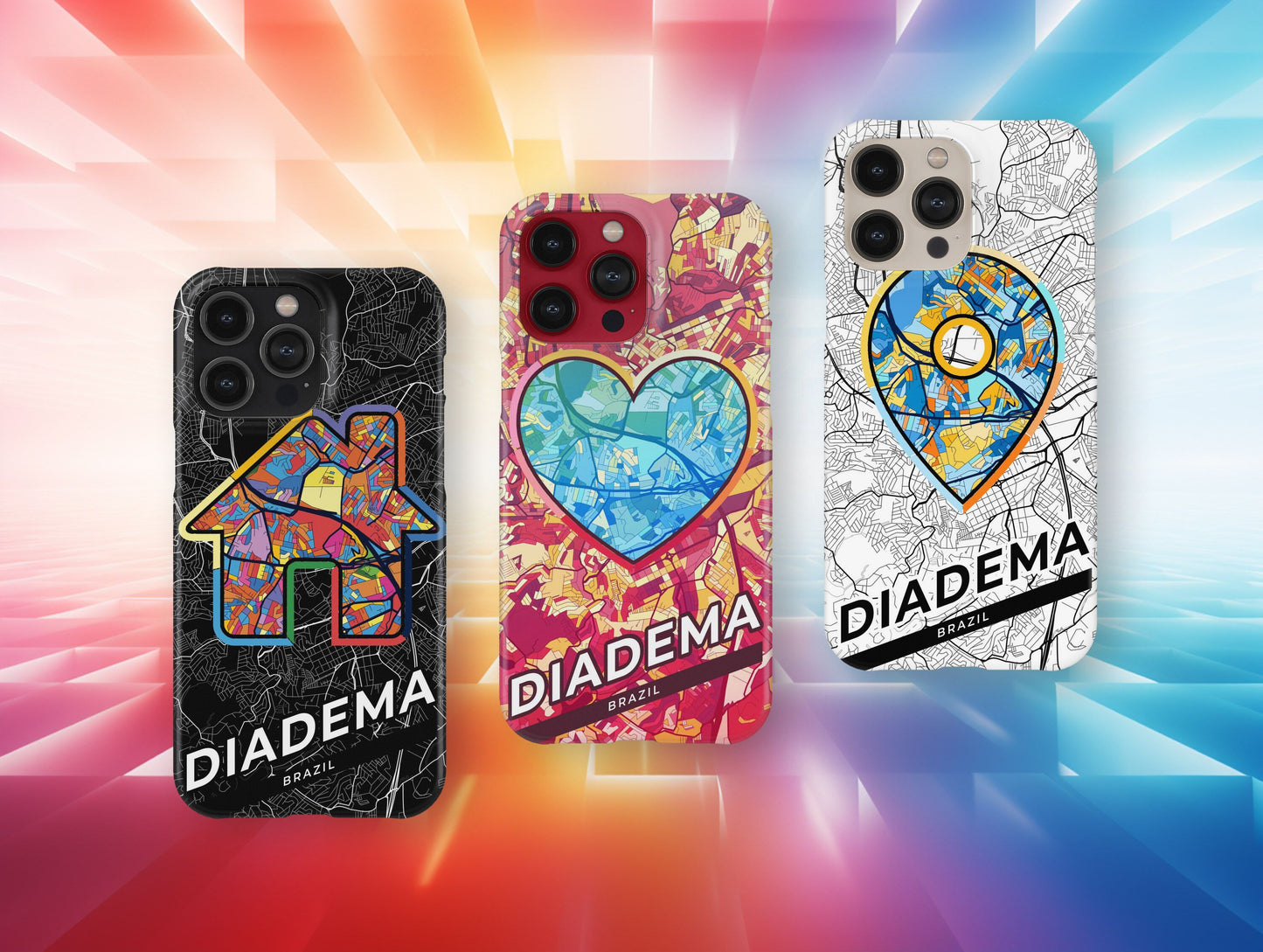 Diadema Brazil slim phone case with colorful icon. Birthday, wedding or housewarming gift. Couple match cases.