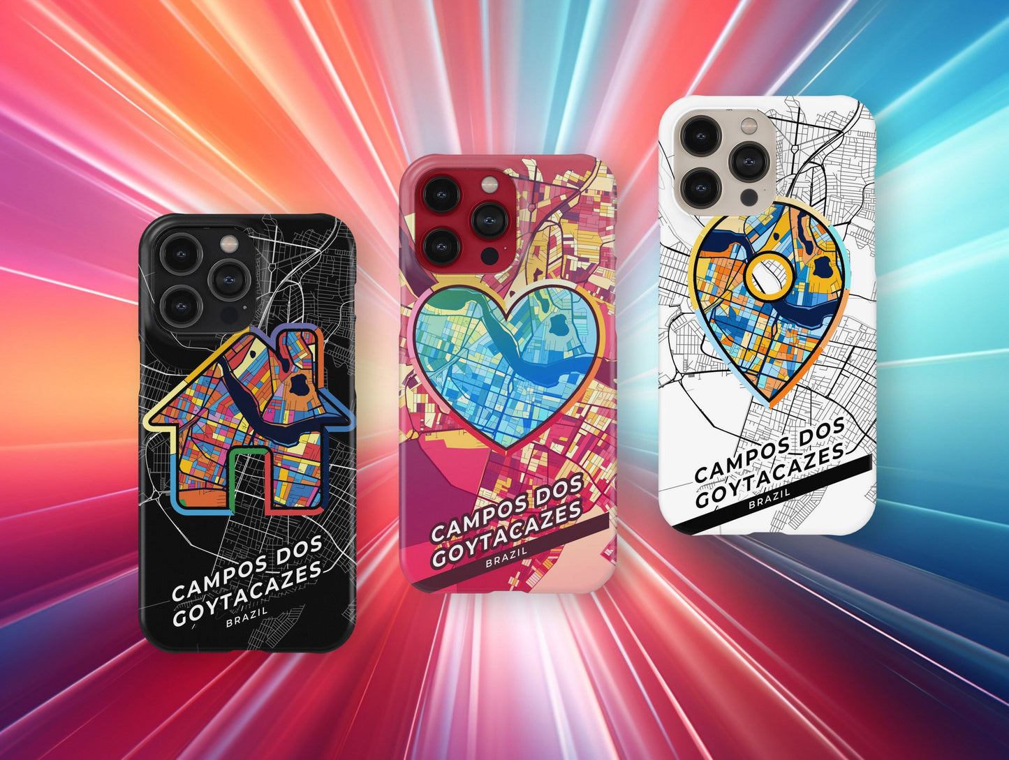 Campos Dos Goytacazes Brazil slim phone case with colorful icon. Birthday, wedding or housewarming gift. Couple match cases.