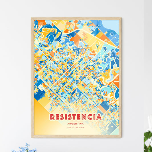 Colorful RESISTENCIA ARGENTINA Fine Art Map Blue Orange
